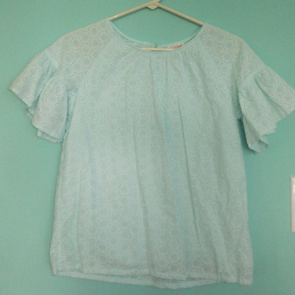Cat and Jack teal blouse size 10/12